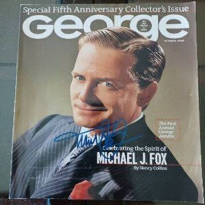 Michael J Fox Signed photo George Magazine October 2000 Issue With COA Included
